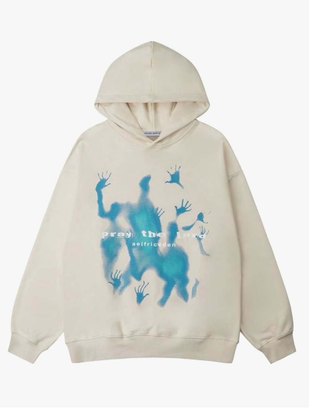 Aelfric Eden Cream Hoodie with Blue Graphic